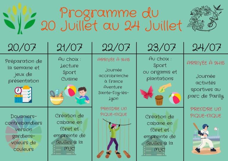 Programme vacances SEMAINE 3 Juillet2024