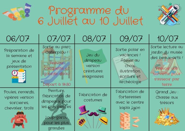 Programme vacances été 1er semaine