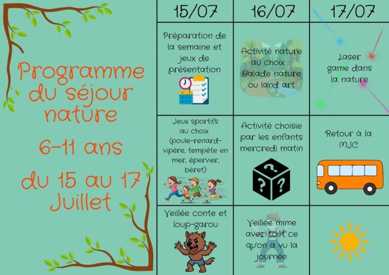 Programme vacances été séjour